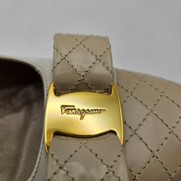 Salvatore Ferragamo Quilted Vara Low Heel Pumps - Picture 7 of 13